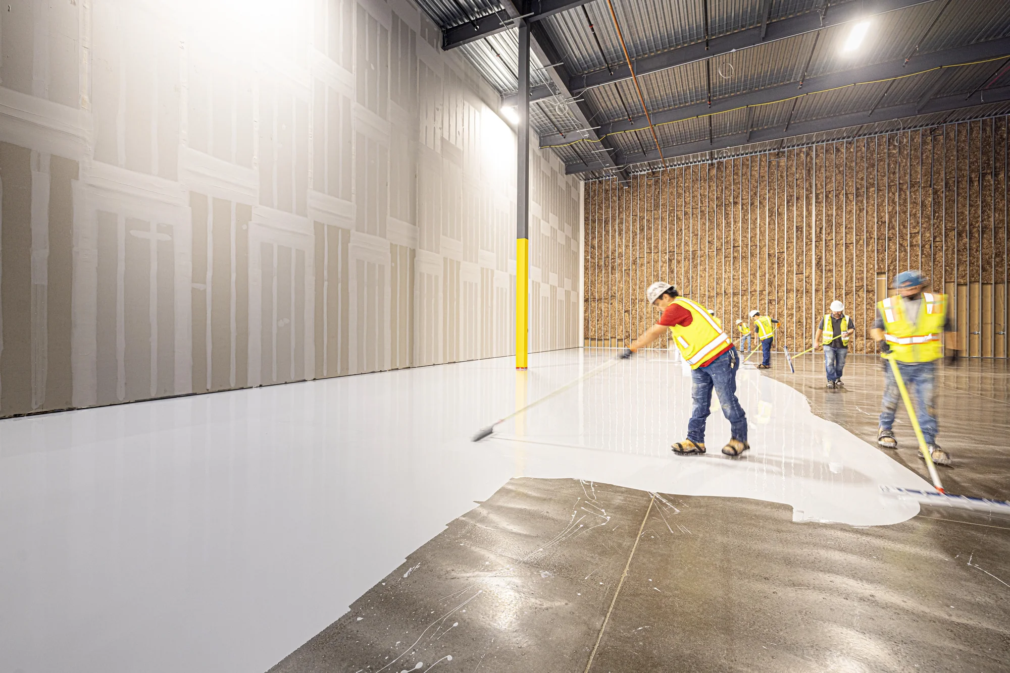 Industrial floor coating work